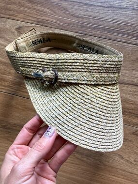 Scala Collezione Straw Visor Womens Tan Sun Hat Adjustable Beach Golf